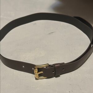 Michael Kors Men’s Brown Leather Alt. Belt with Brassy Buckle